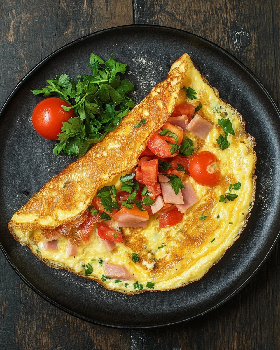Omelette mit Schinken, K&auml;se und Tomaten