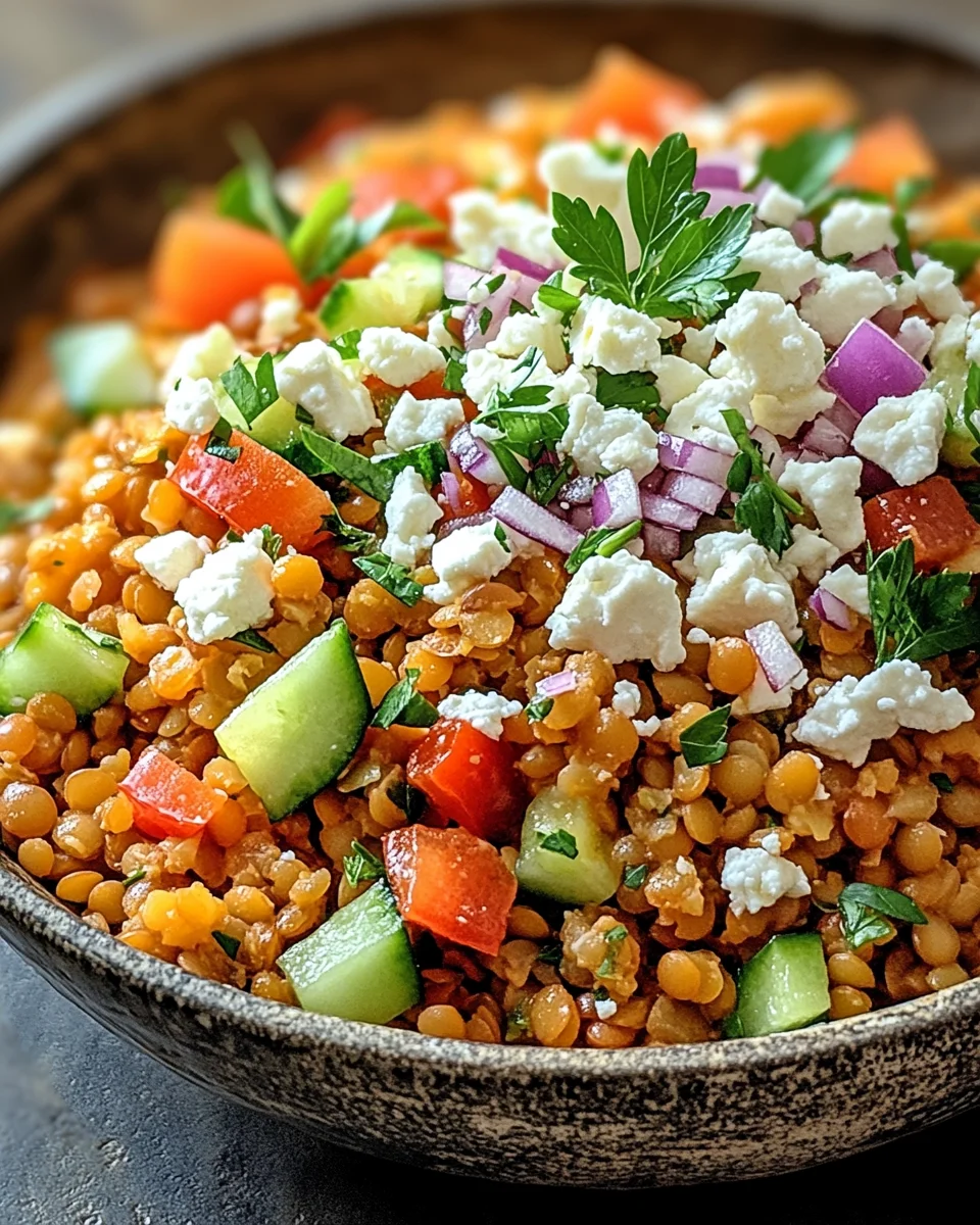 Orientalischer Rote Linsen Salat mit Feta 23 Orientalischer