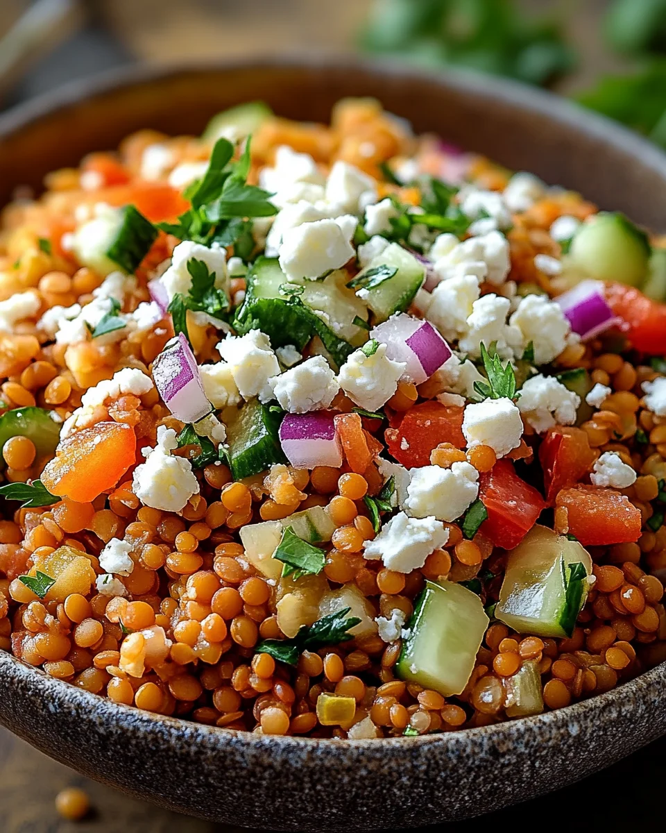 Orientalischer Rote Linsen Salat mit Feta