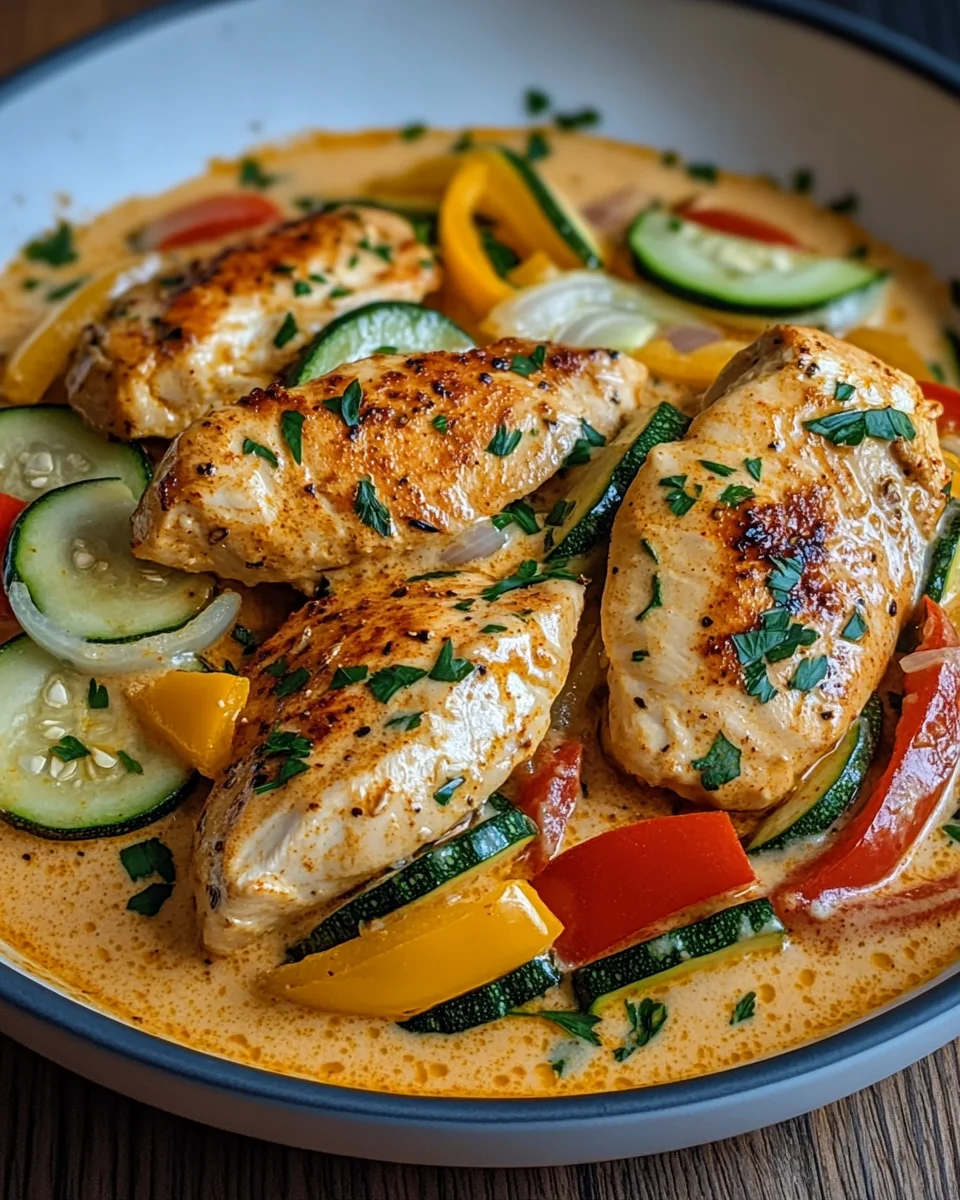 Paprika-Zucchini-Sahne-H&auml;hnchen
