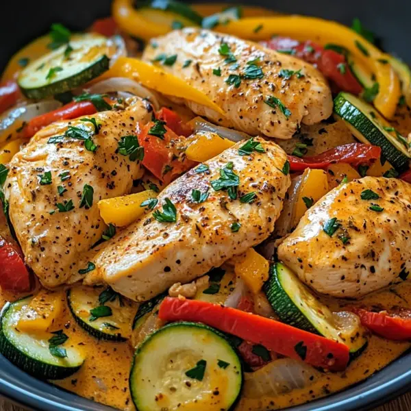 Paprika-Zucchini-Sahne-Hähnchen