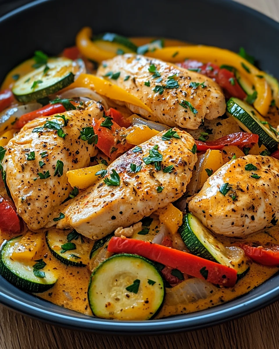 Paprika-Zucchini-Sahne-H&auml;hnchen
