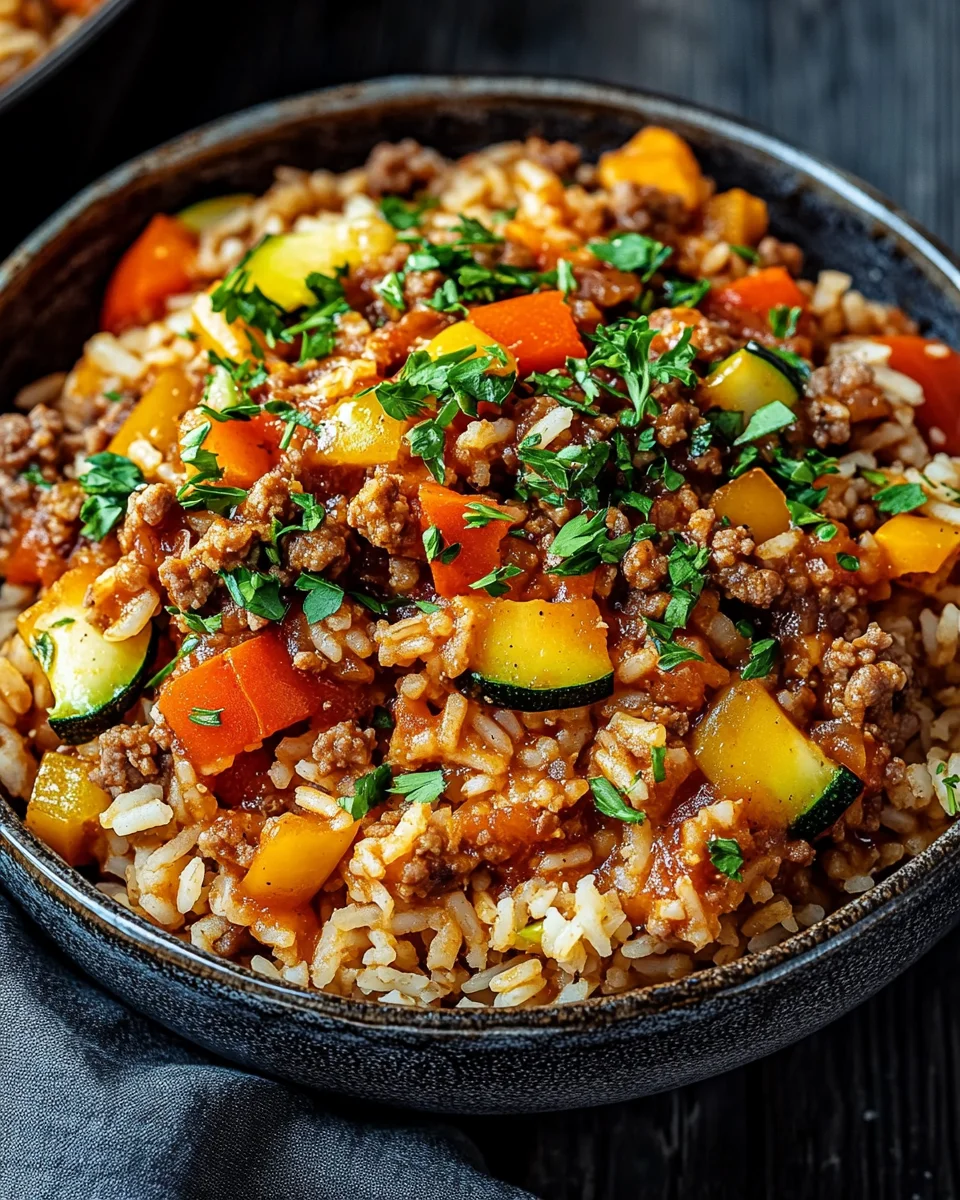 Reis-Hackfleisch-Pfanne mit Ajvar und Gemüse 19 Reis-Hackfleisch-Pfanne mit Ajvar und Gemüse