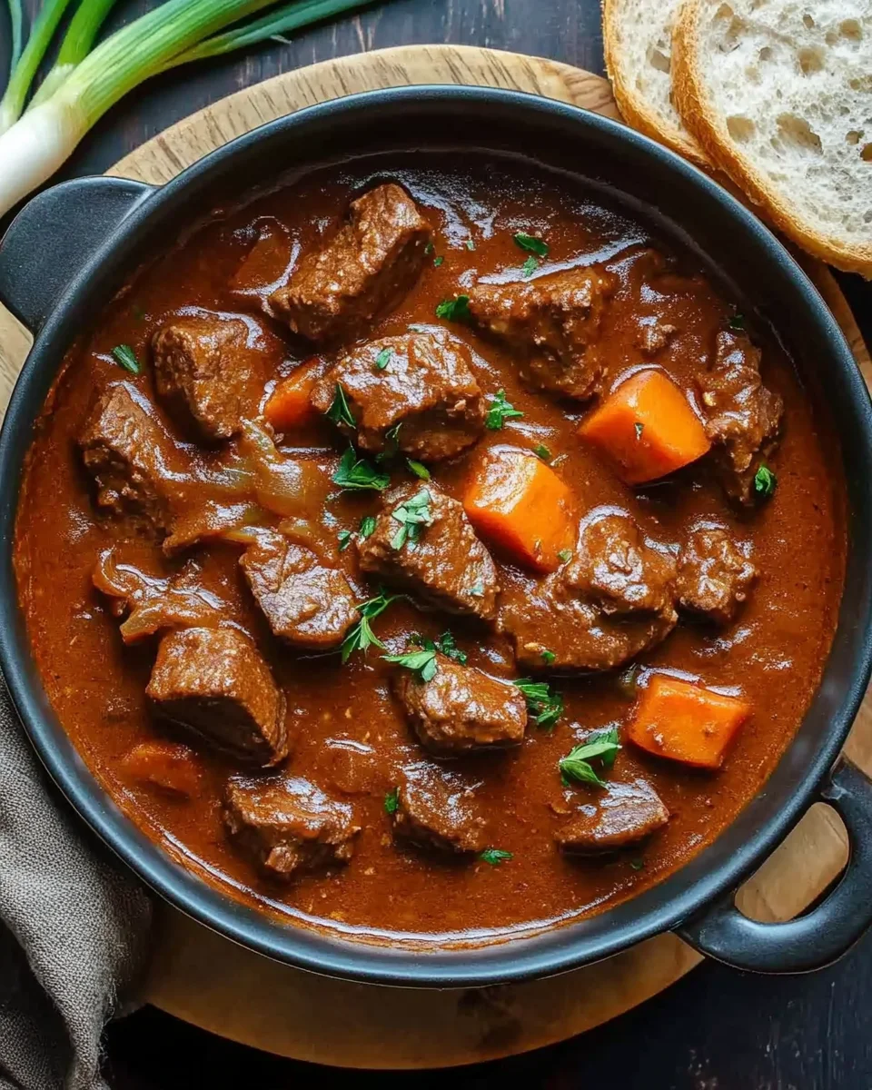 Rindergulasch in Tomaten-Sahneso&szlig;e