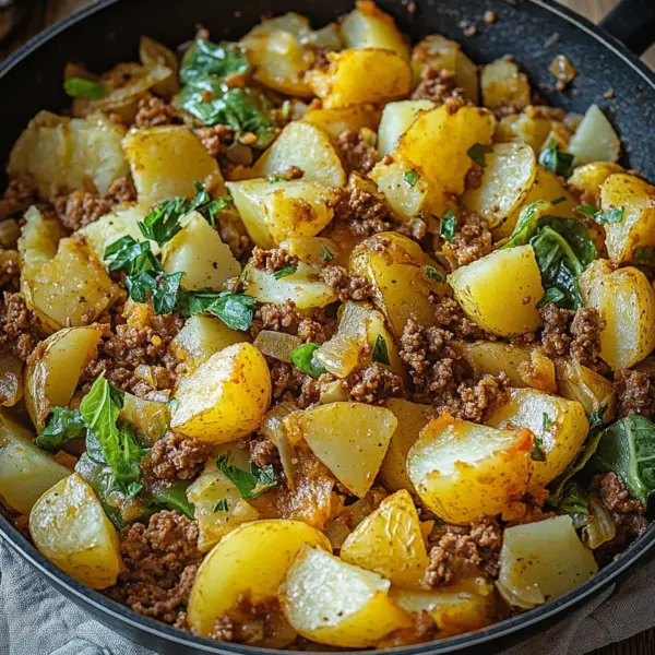 Spitzkohl-Kartoffel-Pfanne mit Hackfleisch