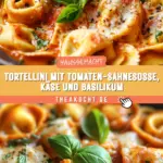 Tortellini mit Tomaten-Sahnesoße, Käse und Basilikum 19 Pinterest Hidden Image