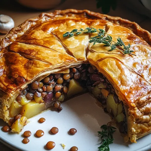 Wirsing-Pie mit Pilz-Linsen-Kartoffelfüllung