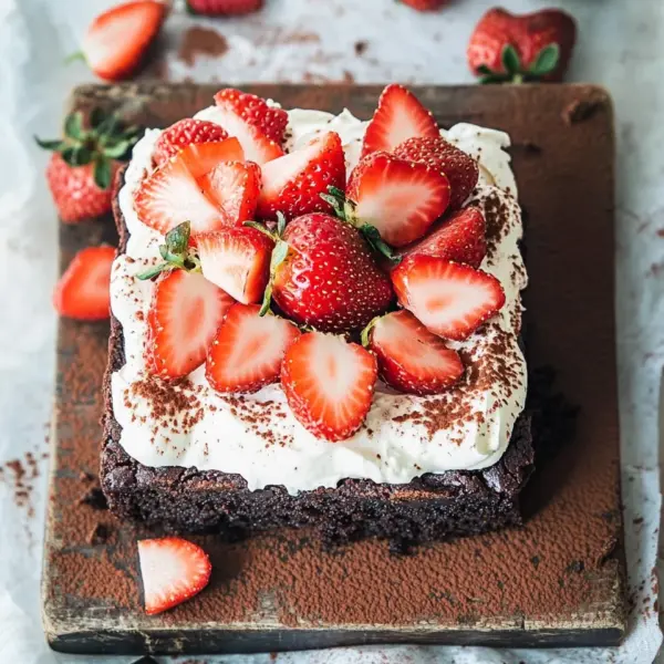 Brownie mit Mascarpone und Erdbeeren