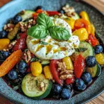 Burrata-Salat mit Ofengem&uuml;se und Blaubeeren