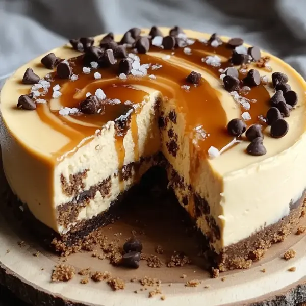 Cookie Dough Cheesecake mit Salted Caramel Swirl