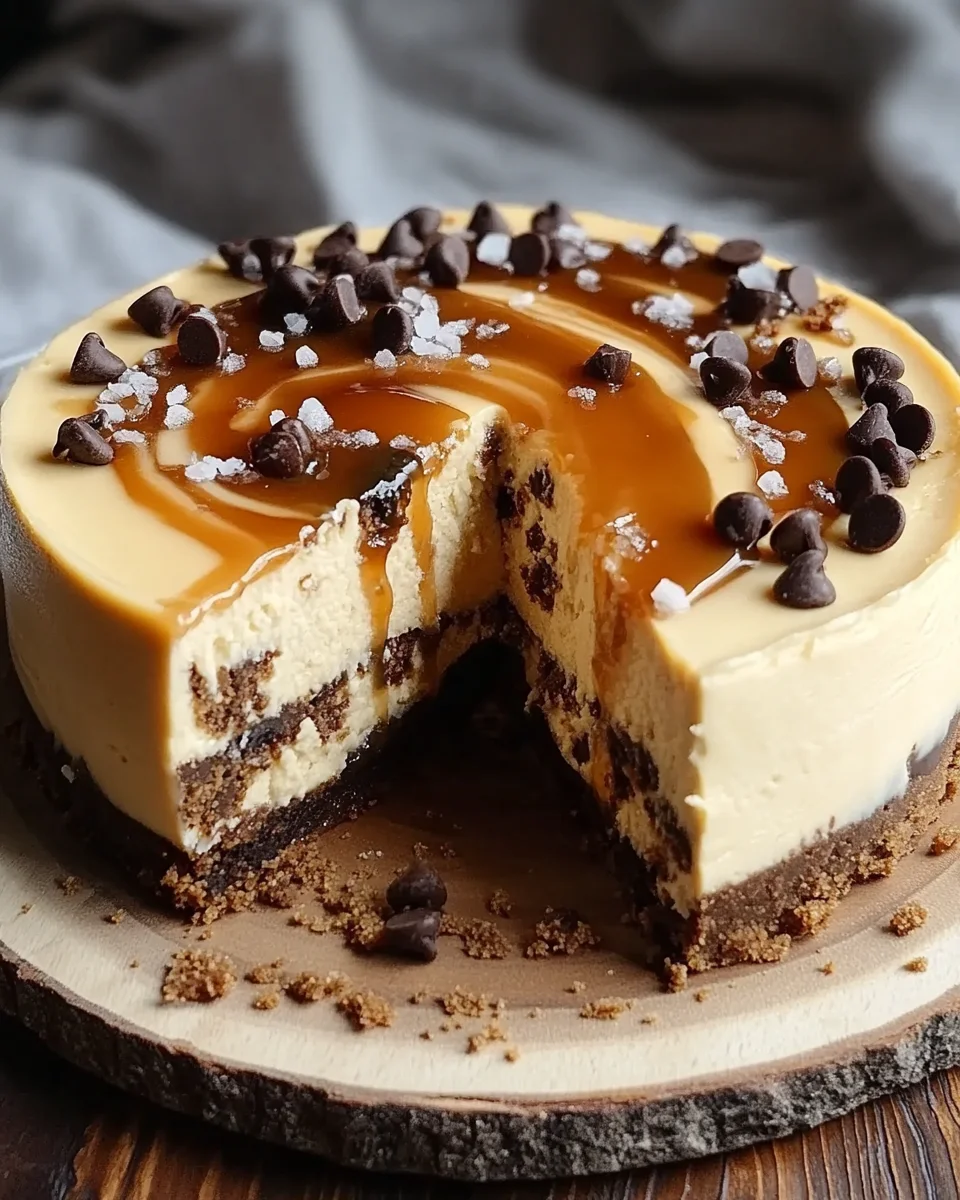 Cookie Dough Cheesecake mit Salted Caramel Swirl