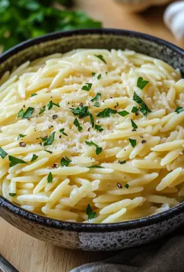 Cremige Orzo-Nudeln mit Knoblauch und Parmesan