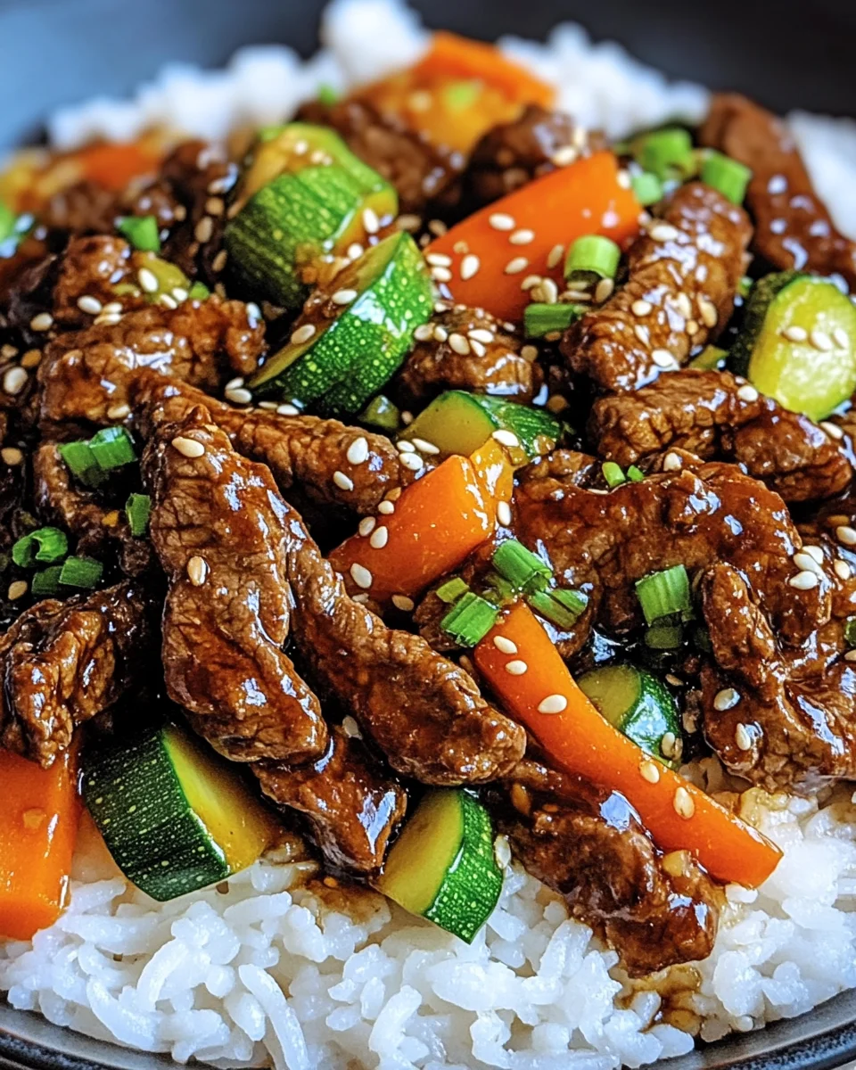 Ein Pfannengericht Teriyaki Rindfleisch mit Reis 19 Ein