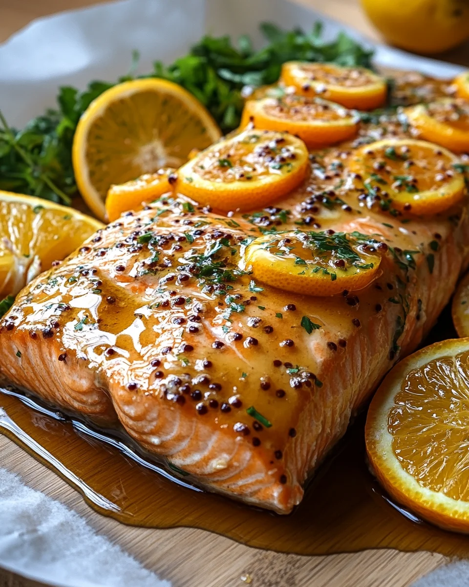 Gebackener Orangen-Lachs mit Honig-Senf-Glasur