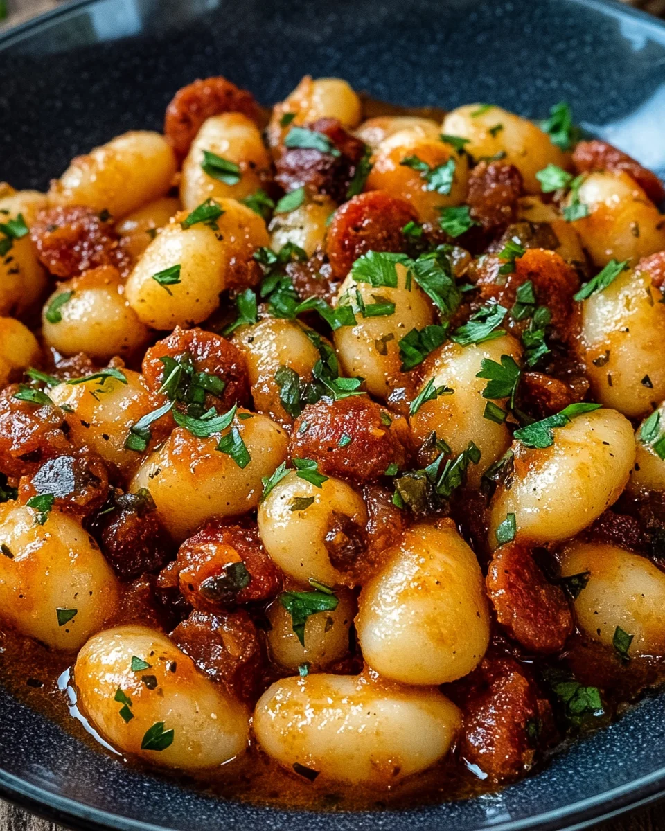 Gnocchi mit Chorizo und cremiger Harissa-Sauce