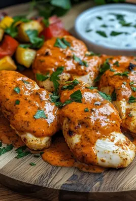 Hähnchenfilets mit einer Ajvar-Schmandsauce 20 Hähnchenfilets mit einer Ajvar-Schmandsauce