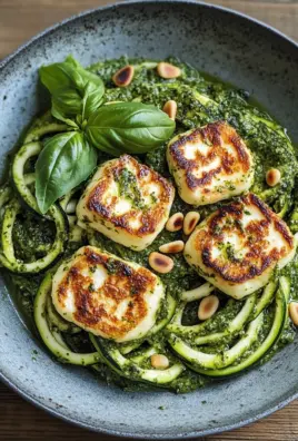 Halloumi mit Zucchini-Pesto-Nudeln 30 Halloumi mit Zucchini-Pesto-Nudeln
