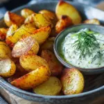 Kartoffelspalten mit Gurkendip