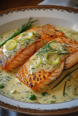 Lachs in Frühlingszwiebel-Sahnesoße