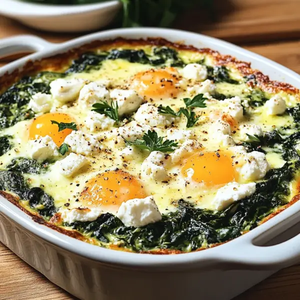 Low Carb Spinat-Auflauf mit Feta und Ei