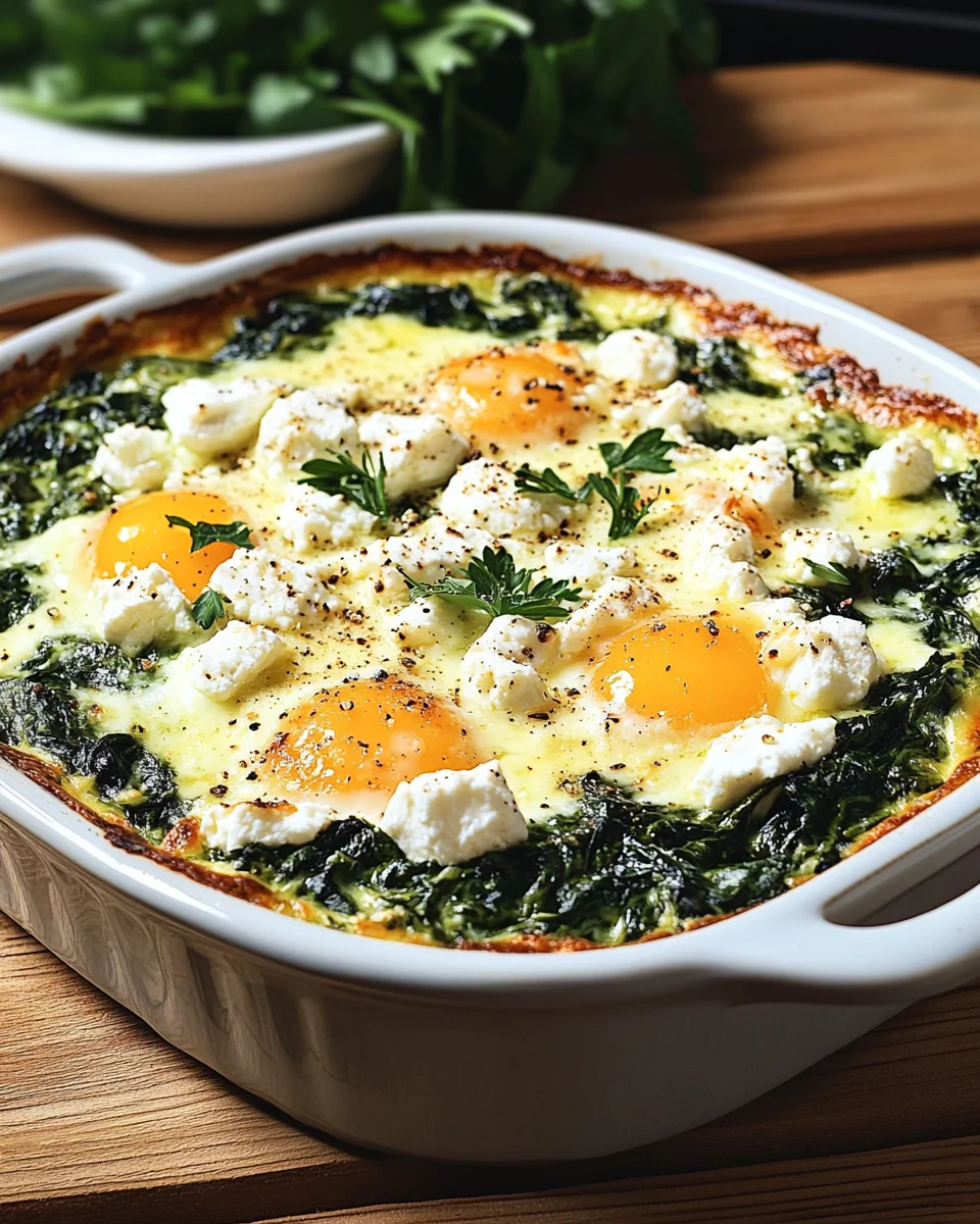 Low Carb Spinat-Auflauf mit Feta und Ei