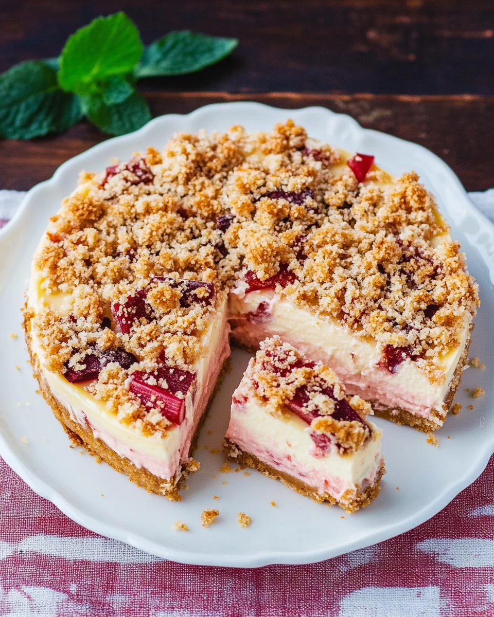 Rhabarber-Cheesecake mit Streuseln
