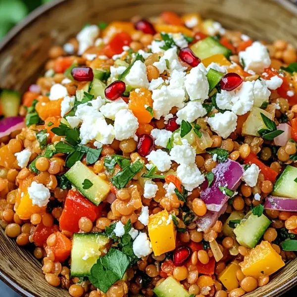 Rote Linsen Salat Orientalisch mit Feta