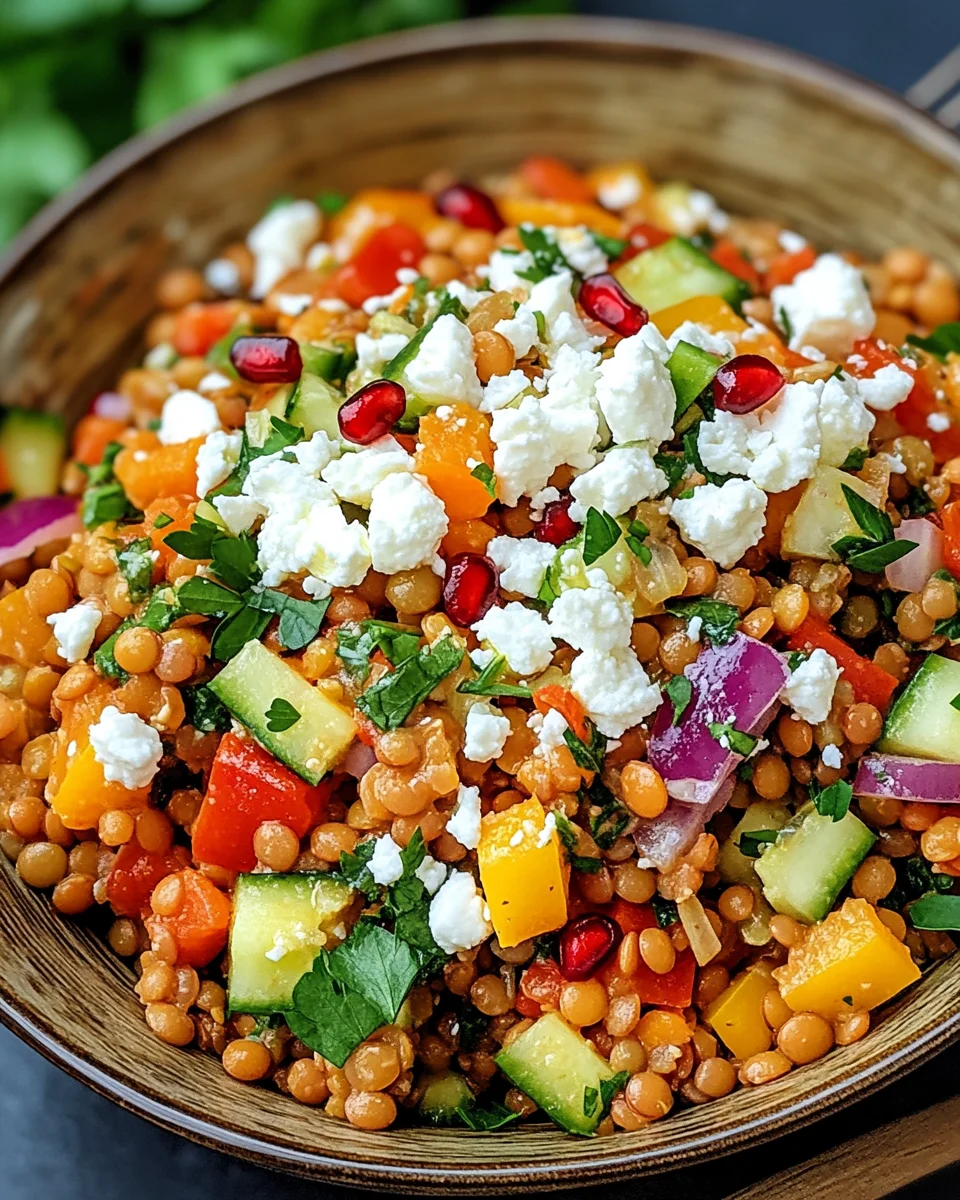 Rote Linsen Salat Orientalisch mit Feta