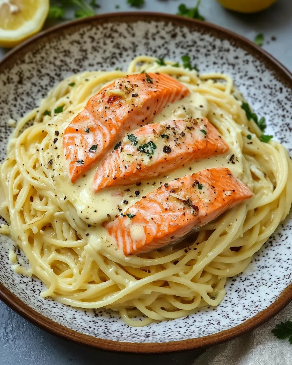 Zitronen Lachs Pasta