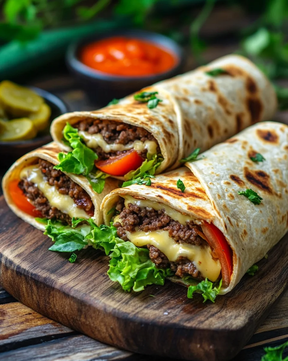 Gegrillte Cheeseburger-Wraps 17 Gegrillte