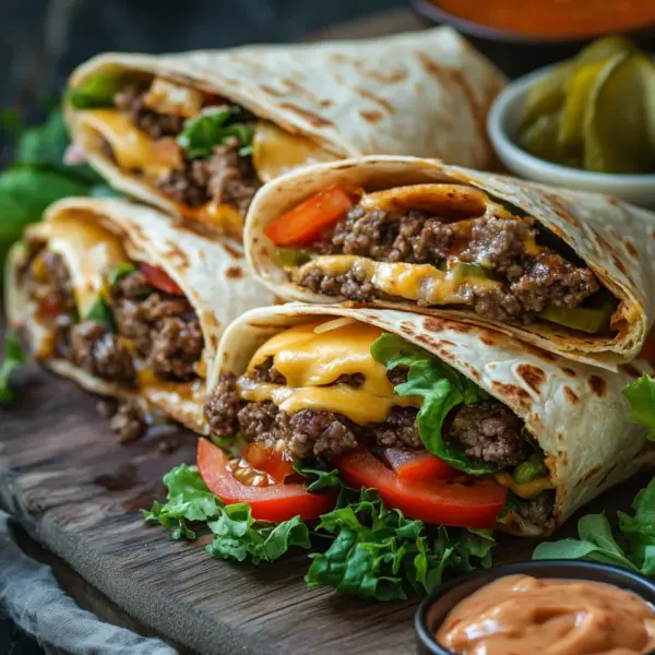 Gegrillte Cheeseburger-Wraps