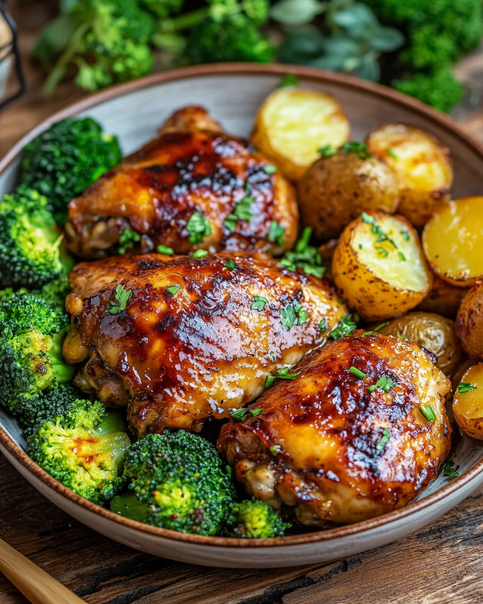 Honey-Garlic Chicken with Broccoli and Potatoes 17 Honey-Garlic