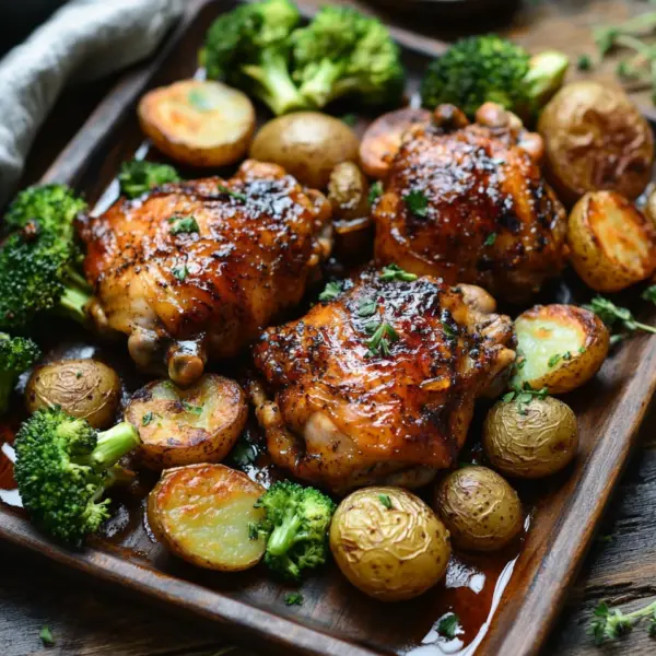 Honey-Garlic Chicken with Broccoli and Potatoes