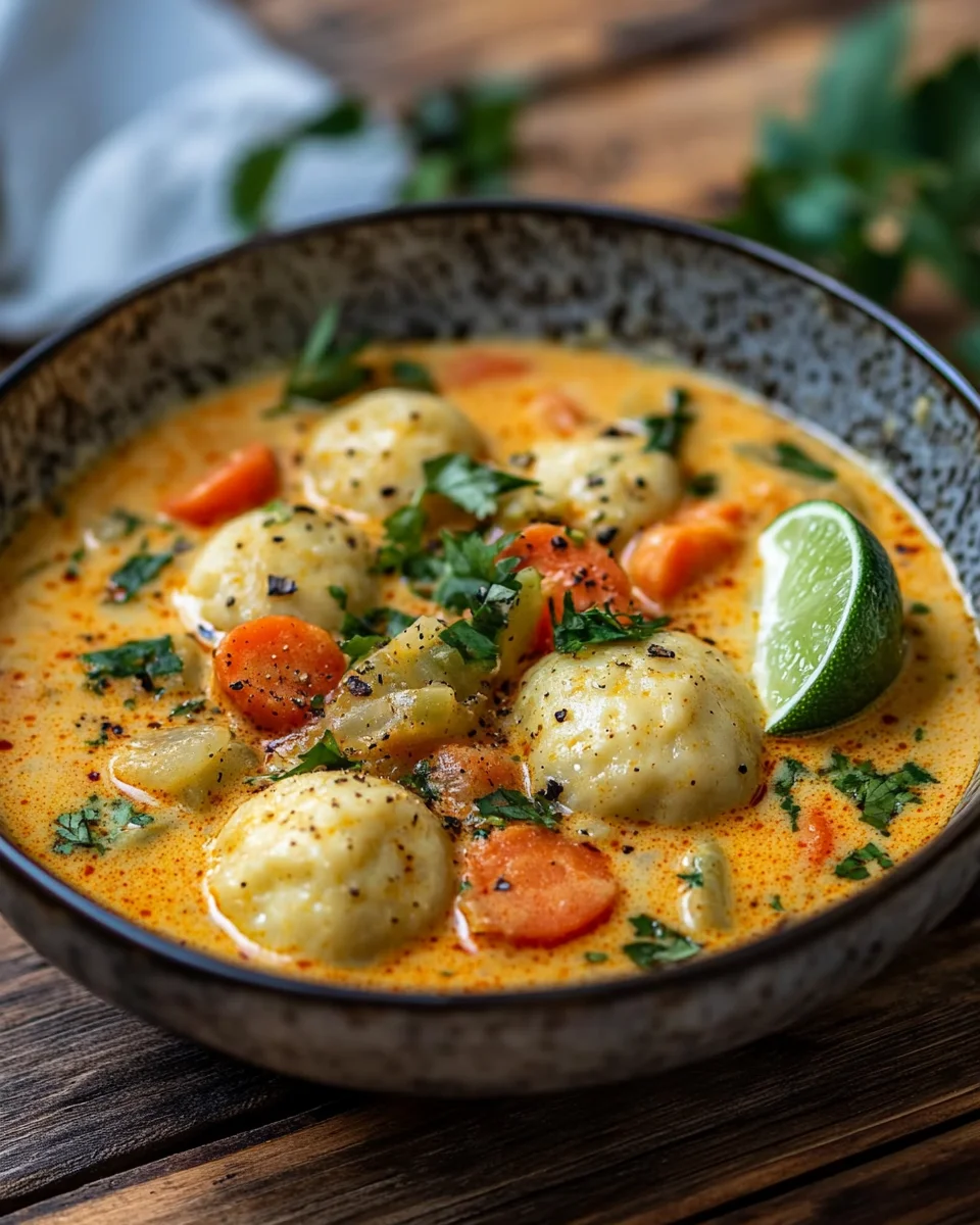 Kokos Curry Suppe mit Dumplings 27 Kokos Curry Suppe mit Dumplings