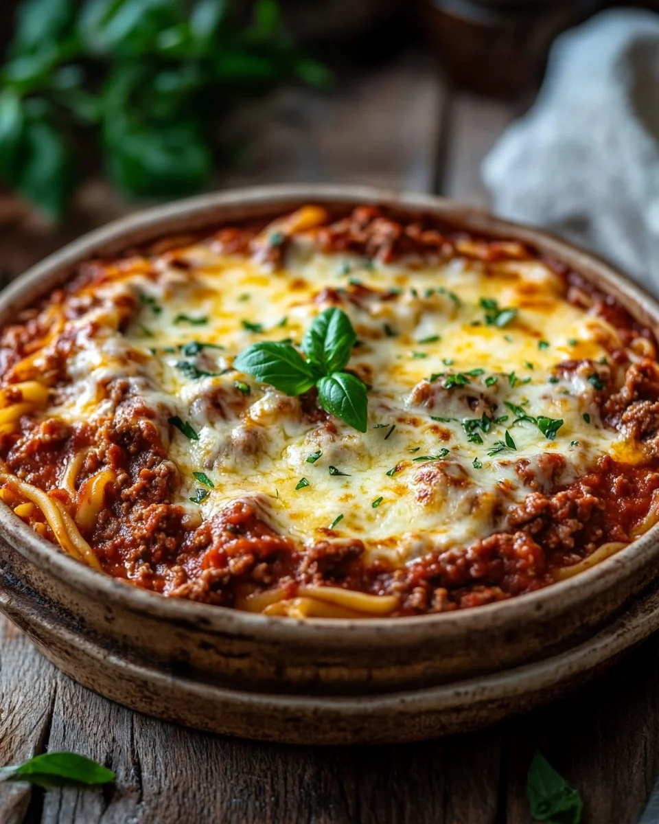 Nudeln mit roter Hackfleisch-Käse-Soße 25 Nudeln