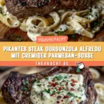 Pikantes Steak Gorgonzola Alfredo mit cremiger Parmesan-Soße 2 Pinterest Hidden Image