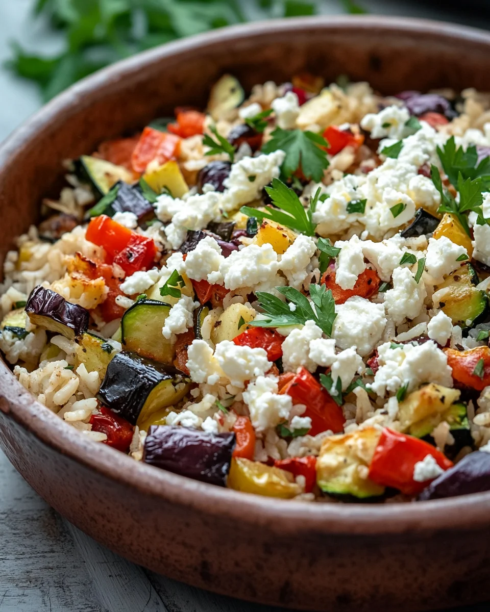 Reis aus dem Ofen mit Feta und Gem&uuml;se