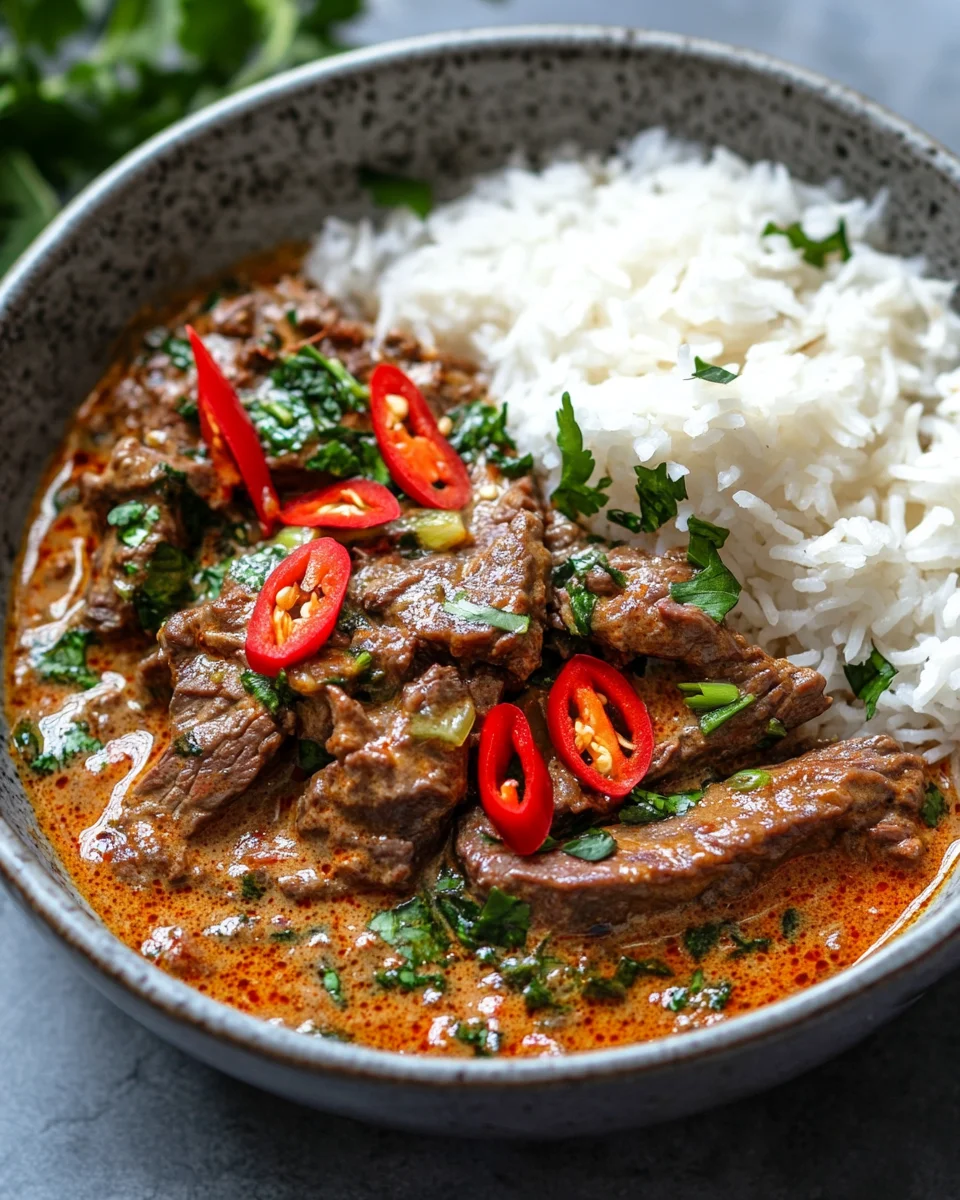 Thailändisches Rindfleisch mit roter Currysoße 21 Thailändisches