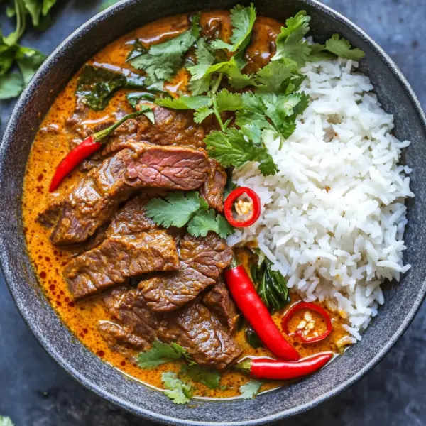 Thailändisches Rindfleisch mit roter Currysoße
