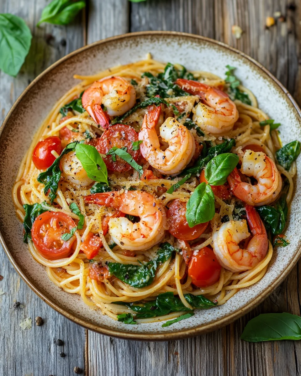Tomate-Spinat-Garnelen-Nudeln 20 Tomate-Spinat-Garnelen-Nudeln