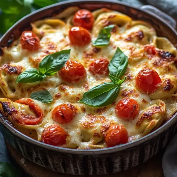 Tortellini-Auflauf mit Tomaten und Mozzarella (vegetarisches Rezept)