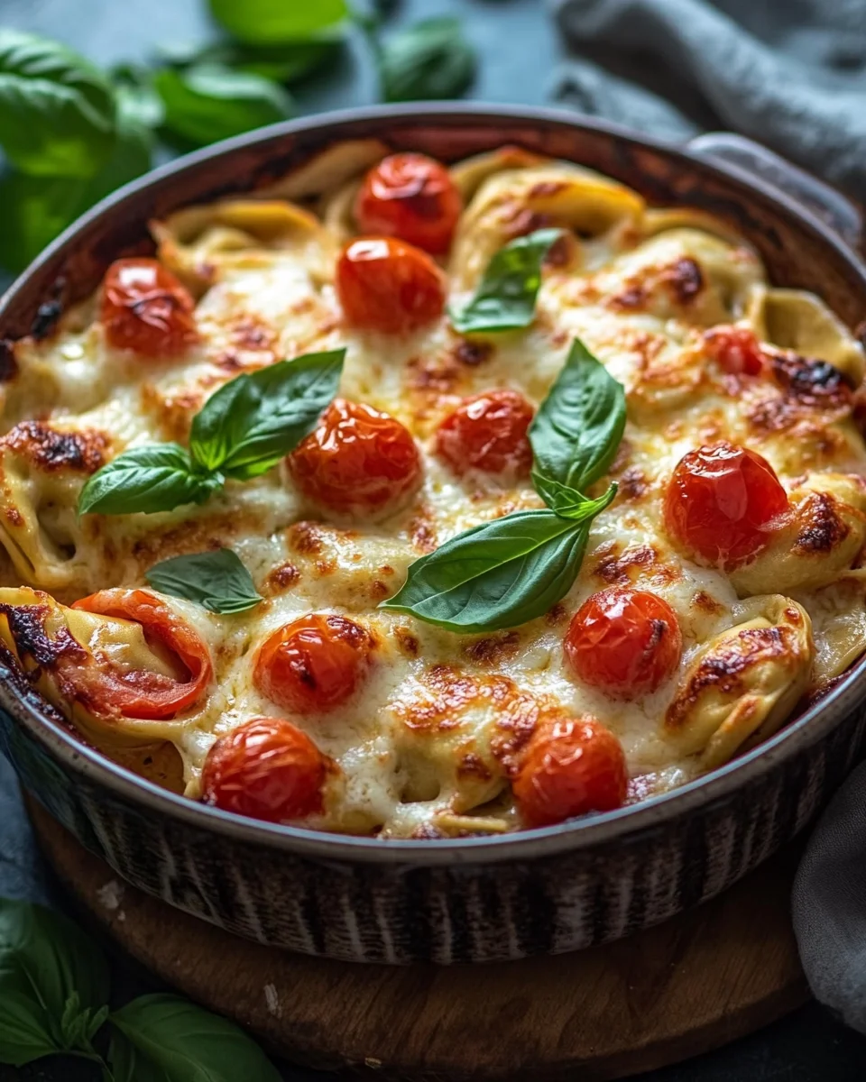 Tortellini-Auflauf mit Tomaten und Mozzarella (vegetarisches Rezept)